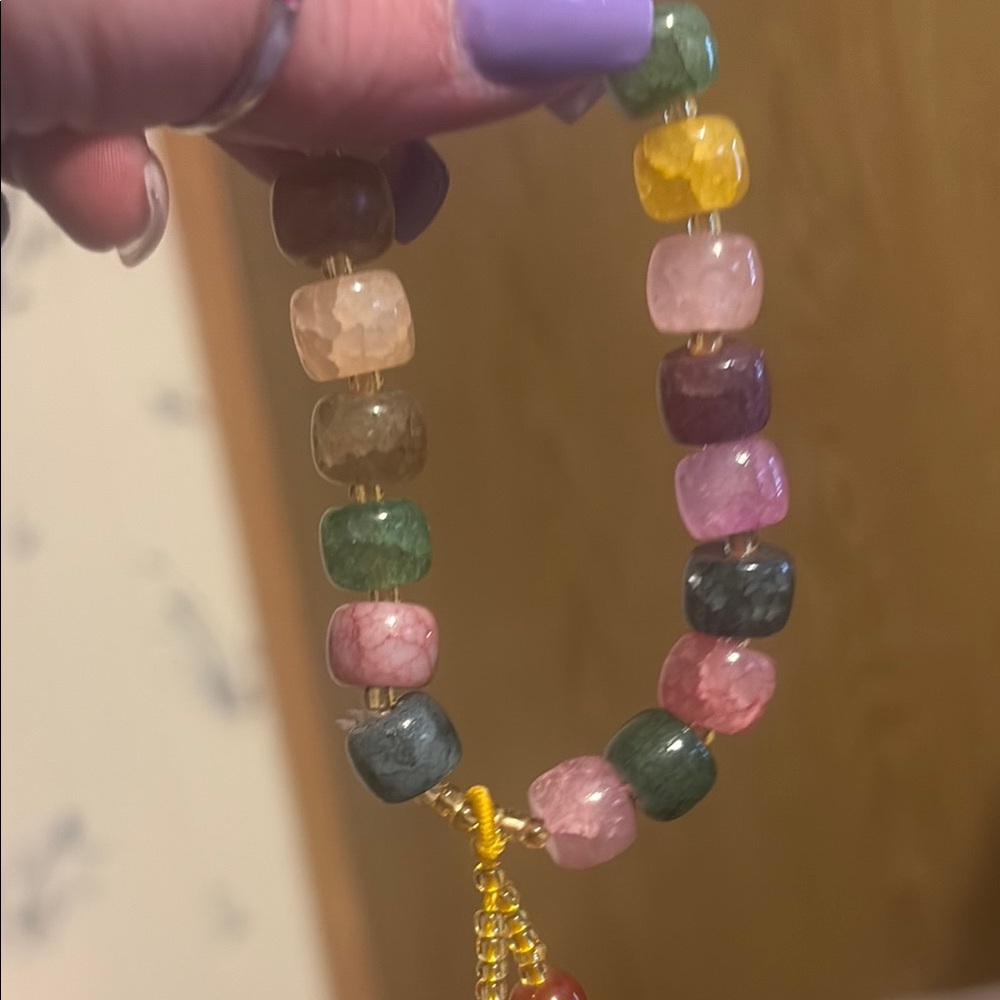 Yellow and Green Stone Beaded Bracelet